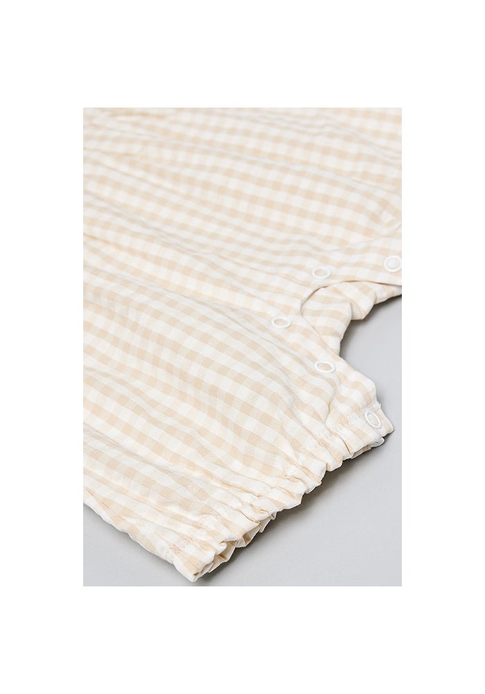 R&B Checked Romper with Crew Neck and Flutter Sleeves - Image 4