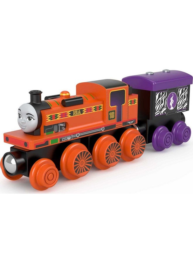 THOMAS & FRIENDS Thomas & Friends Wooden Railway, Nia Engine and Coal Car, push-along train made from sustainably sourced wood for kids 2 years and up  - Image 5