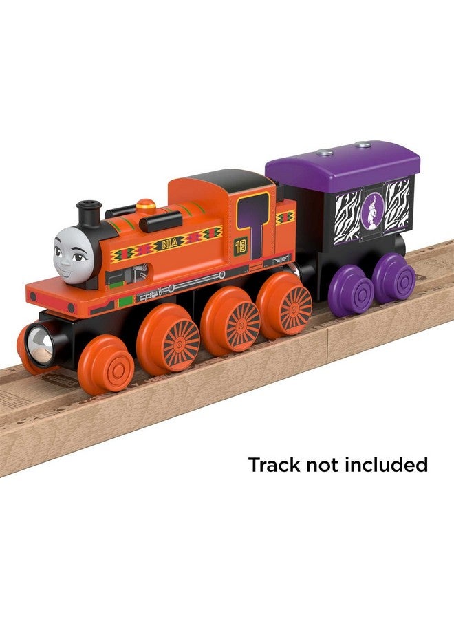 THOMAS & FRIENDS Thomas & Friends Wooden Railway, Nia Engine and Coal Car, push-along train made from sustainably sourced wood for kids 2 years and up  - Image 4