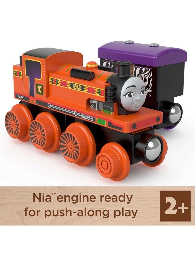 THOMAS & FRIENDS Thomas & Friends Wooden Railway, Nia Engine and Coal Car, push-along train made from sustainably sourced wood for kids 2 years and up  - Image 2