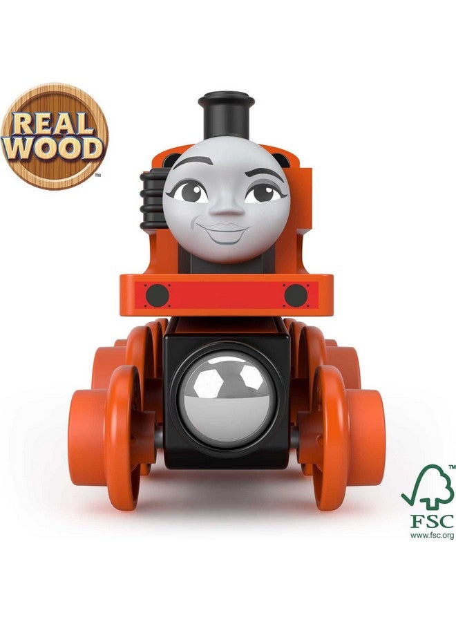 THOMAS & FRIENDS Thomas & Friends Wooden Railway, Nia Engine and Coal Car, push-along train made from sustainably sourced wood for kids 2 years and up  - Image 3