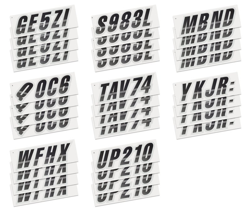 STIFFIE Techtron Black/Silver 3" Alpha-Numeric Registration Identification Numbers Stickers Decals for Boats & Personal Watercraft - Image 4