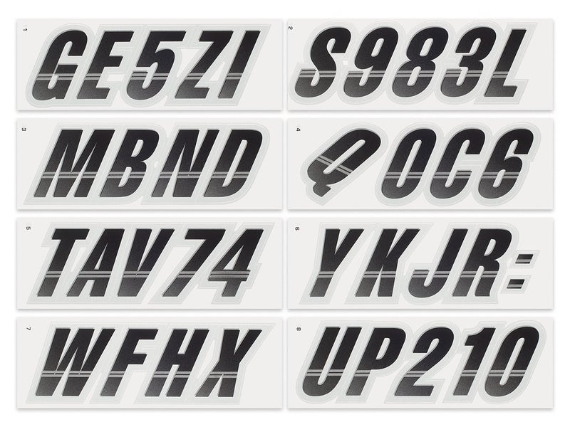 STIFFIE Techtron Black/Silver 3" Alpha-Numeric Registration Identification Numbers Stickers Decals for Boats & Personal Watercraft - Image 3