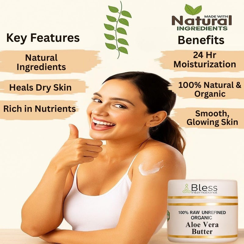 Bless International Organic Raw Aloe Vera Butter 100% Pure,Natural & Unrefined| Skin Moisturizer For Face, Body & Hair| 8 OZ/230 GM Ivory / White Grade A | DIY Creams, Balms, Lotions, Soaps| Softens Dry & Tough Skin - Image 5