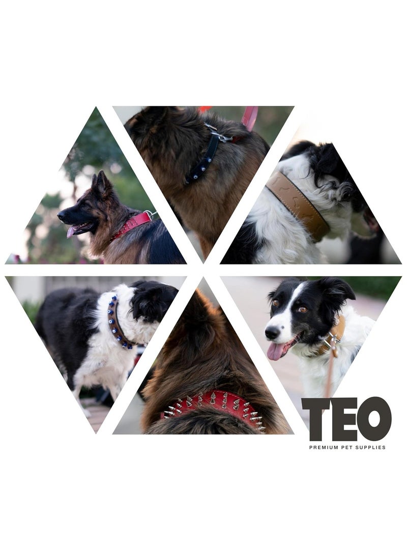 Teo Premium Pet Supplies XXL Leather Dog Neck Collar Adjustable Durable Pet Collars for Dogs With Breathable Heavy Duty Rust-Proof Dog Accessories Metal Buckle Navy Blue - Image 5