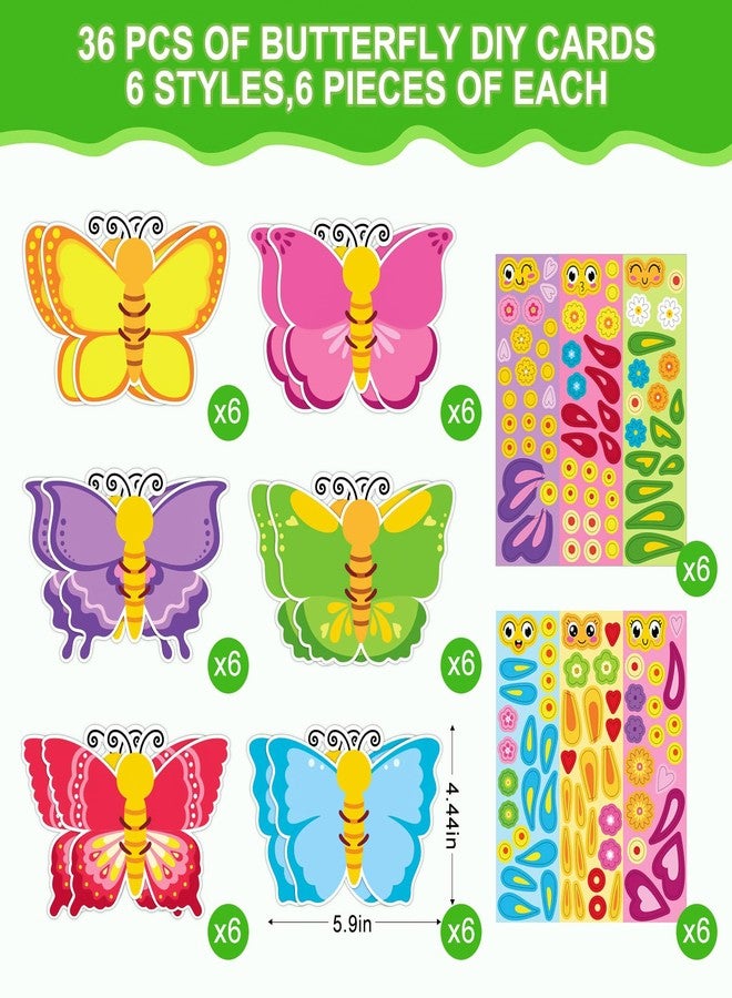 Hedeey 36 Packs Spring Butterflies Craft Kits for Kids,Make Your Own Butterfly Paper Craft Set, Spring DIY Art Craft Kits for School Home Game Activities (Butterfly 36) - Image 2