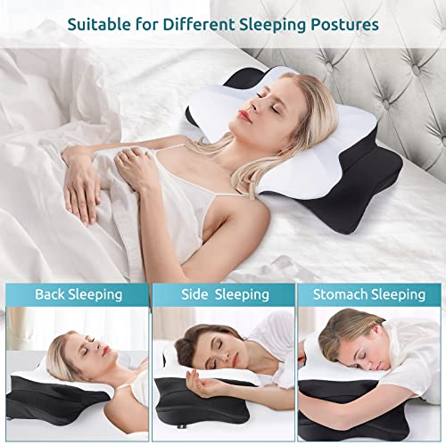 DONAMA Cervical Pillow for Neck Pain Relief,Contour Memory Foam Pillow,Ergonomic Orthopedic Neck Support Pillows for Side,Back and Stomach Sleepers with Breathable Pillowcase-Black - Image 3