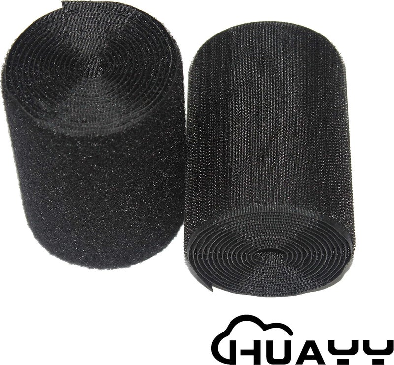 HUAYY Sew on Hook and Loop Style Non-Adhesive Nylon Strips Fabric, Black 4in x 2yd - Image 3