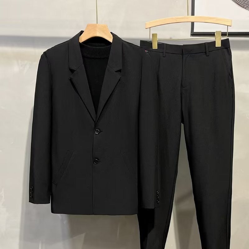 Mens Casual Blazer Spring Autumn Fashion Loose Black Suit Light gray  - Image 3