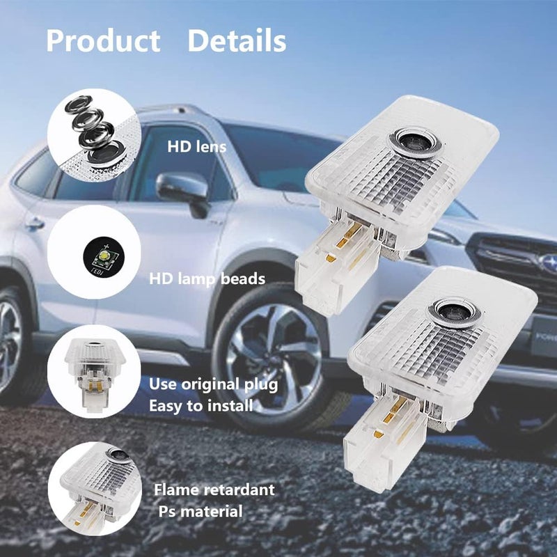 uunonaha 2 pcs Non-Fading LED Car Door Logo Lights for Subaru Forester - Image 4