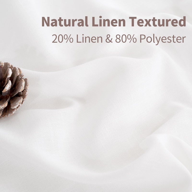 YoungsTex Linen Semi Sheer Curtains 63 Inches Length for Living Room - White Light Filtering Drapes with Grommet Textured Lightweight Window Treatments for Bedroom, 2 Panels, 52 X 63 Inch - Image 4