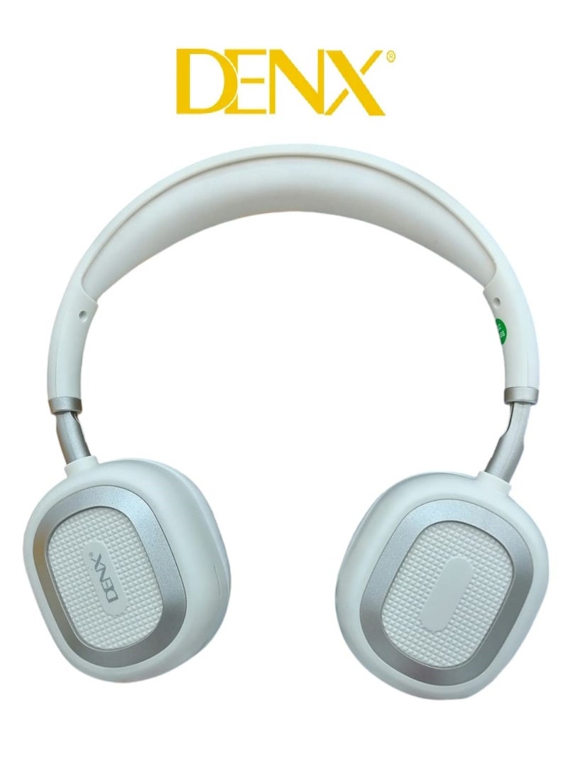 Denx Wireless Bluetooth Headphone – Explosive X-Bass, 10H Playback, 300mAh Battery, for Music, Gaming, Movies, Android & iOS Compatible Beige  - Image 1