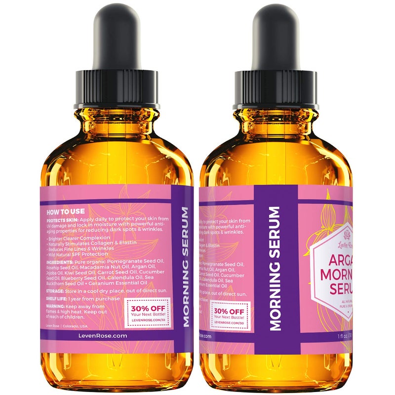 Leven Rose Moroccan Argan Oil Face Serum 1 oz - 100% Organic Hydrating Oil for Women - Anti-Aging Natural Serum for Wrinkles - Image 4