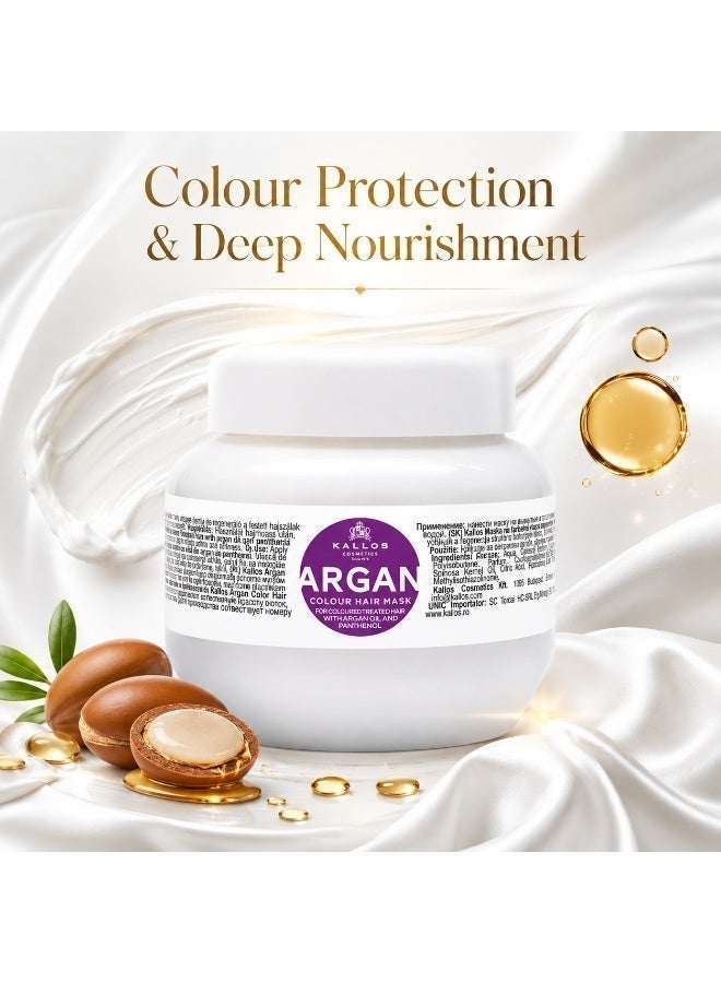 Kallos Argan Colour Hair Mask with Argan Oil & Panthenol 275ml, Deep Conditioning Treatment for Color-Treated Hair, Nourishing & Color Protection Formula, - Image 2