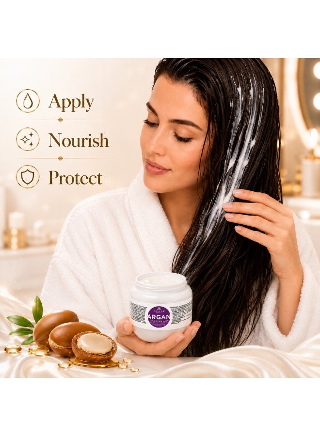 Kallos Argan Colour Hair Mask with Argan Oil & Panthenol 275ml, Deep Conditioning Treatment for Color-Treated Hair, Nourishing & Color Protection Formula, - Image 4