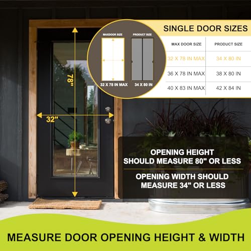 Iduontis Magnetic Screen Door -Fit for Door Size:32x78 Inch,Screen Door Size 34"x80"，Hands Free Mesh Partition,Heavy Duty Curtain Keeps Bugs Out, Frame Hook & Loop, Pet and Kid Friendly - Image 2