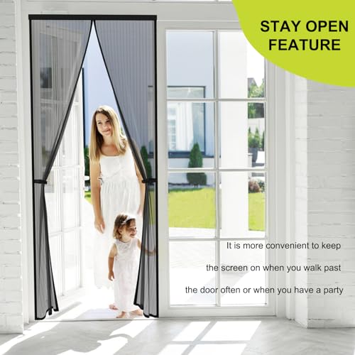 Iduontis Magnetic Screen Door -Fit for Door Size:32x78 Inch,Screen Door Size 34"x80"，Hands Free Mesh Partition,Heavy Duty Curtain Keeps Bugs Out, Frame Hook & Loop, Pet and Kid Friendly - Image 3