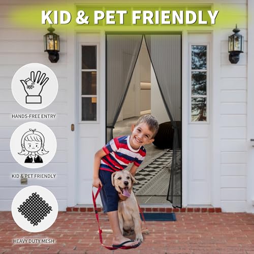Iduontis Magnetic Screen Door -Fit for Door Size:32x78 Inch,Screen Door Size 34"x80"，Hands Free Mesh Partition,Heavy Duty Curtain Keeps Bugs Out, Frame Hook & Loop, Pet and Kid Friendly - Image 5