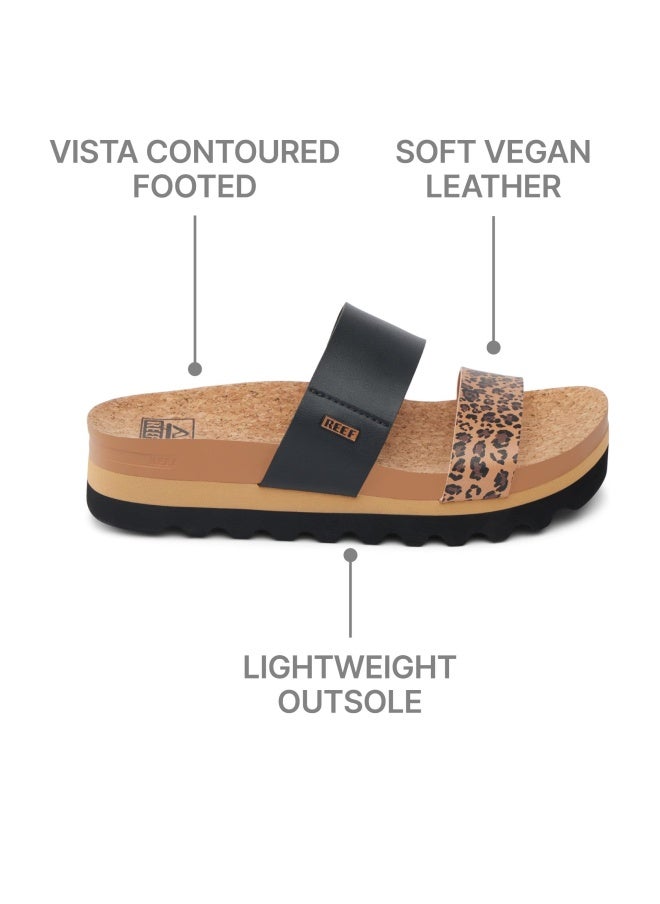 REEF Cushion Vista Hi Womens Platform Fashion Sandal, Arch Support, Ultra Soft Cushion Footbed, Leopard Duo, 7.5 - Image 1