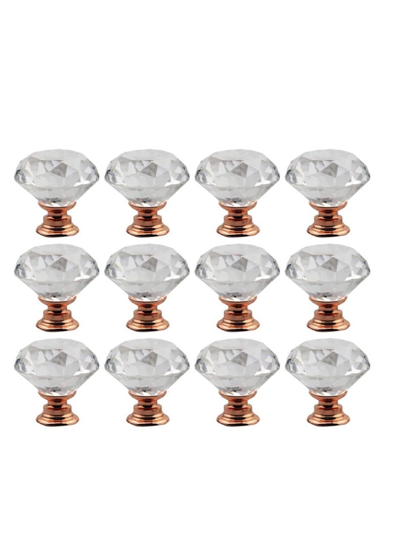 Generic Dresser Crystal Knobs Drawer Knobs Pulls Cabinet Handle for Home Office Kitchen Wardrobe Cupboard 12pcs 30mm  - Image 1