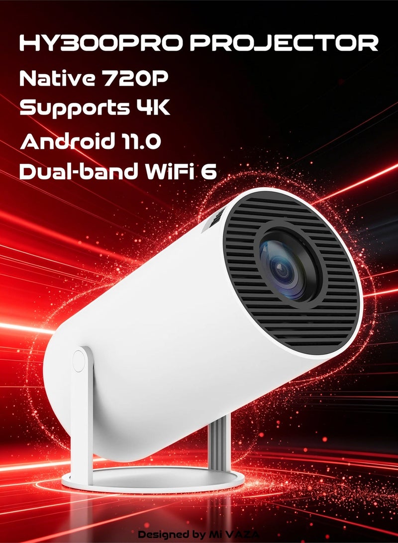 Mi VAZA HY300 Pro Projector - Native 720P - Support 4K - Android 11.0 - Dual-band WiFi 6 - Bluetooth 5.0 - Auto Keystone Correction - Portable Movie Projector Compatible with Android/iOS/PC/Smartphone/TV Stick/Xbox/Switch/HDMI/USB - Image 1