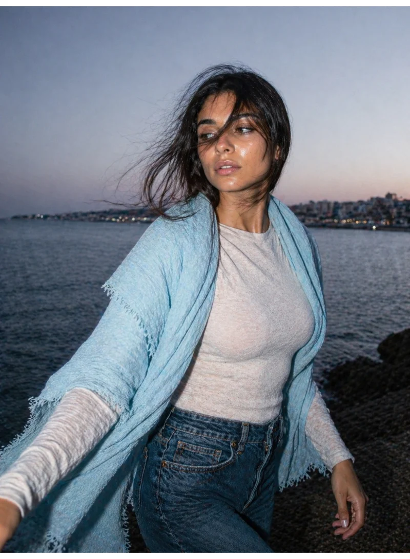 The Untitled Project Powder Blue - Crinkle Organic Cotton Scarf