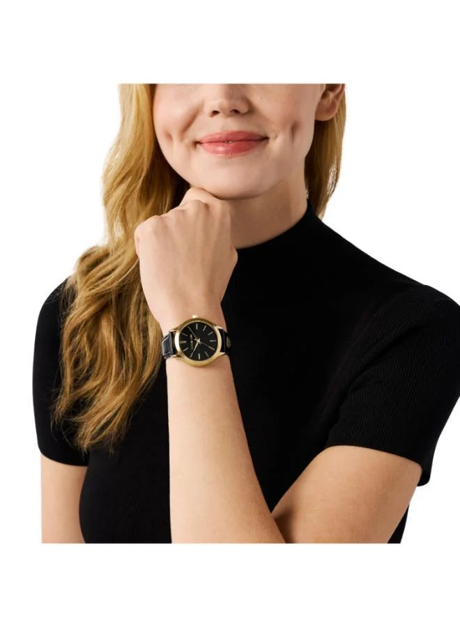 Michael Kors  Leather Strap Slim Runway Analog Watch for Women | Best Price UAE