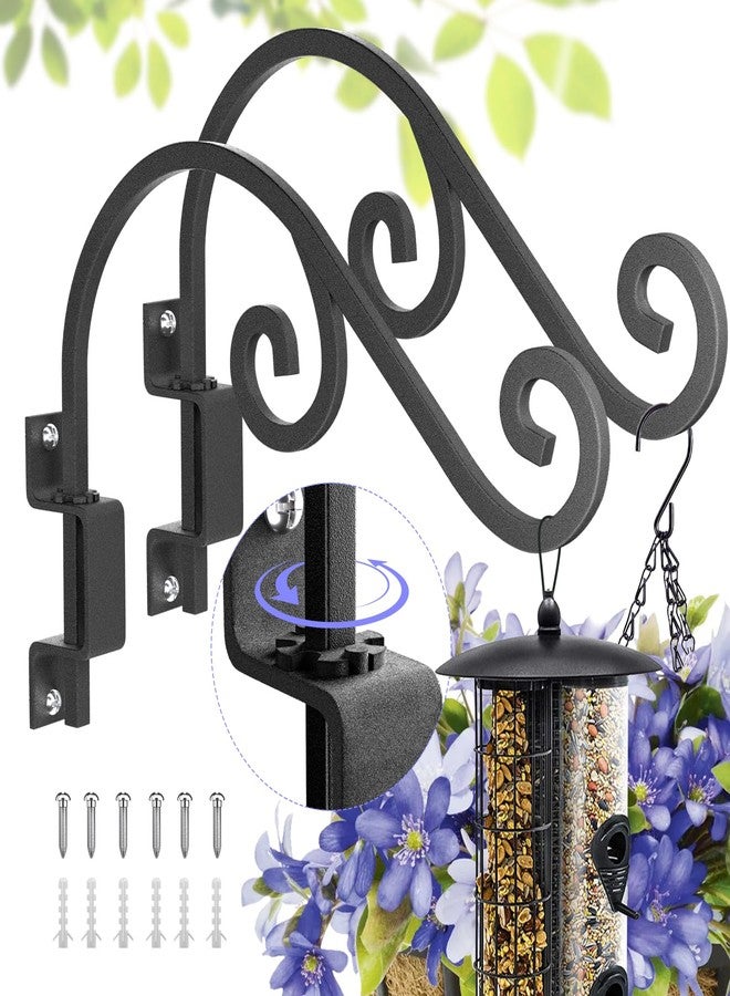 GOODBUY Plant Wall Hanger, 2 Set Plant Hangers Outdoor 16" Plant Hanger Hook 360° Swivel Plant Hanger Black Hooks for Hanging Plants,Bird Feeders,Lanterns,Wind Chimes, Bracket (16INCH,2Pack,Swivel) - Image 1