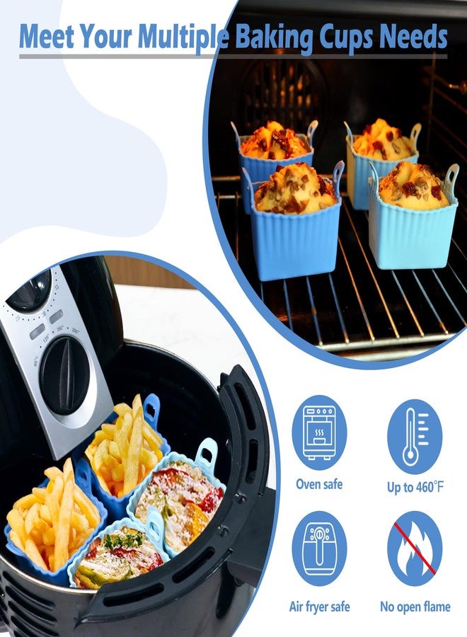 Koluti Nonstick Silicone Muffin Baking Cups Pack of 4, Reusable Cupcake Molds with Double Handle, BPA Free, Small Rectangle Air Fryer Cupcakes Liner, 2 Colors - Image 3