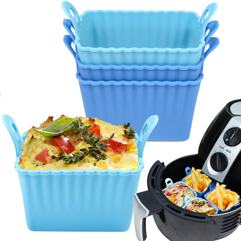 Koluti Nonstick Silicone Muffin Baking Cups Pack of 4, Reusable Cupcake Molds with Double Handle, BPA Free, Small Rectangle Air Fryer Cupcakes Liner, 2 Colors - Image 1