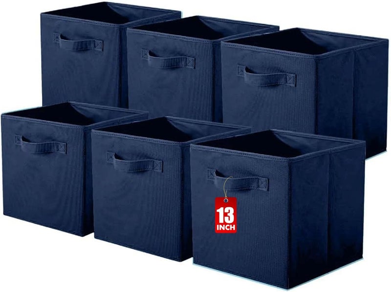 PowerKing Storage Container, Foldable Fabric Storage Cube and Fabric Storage Organiser Drawer for Cupboard and Toy Storage, 13 x 13 x 13 x 13 inches, 6 Pack - Image 1