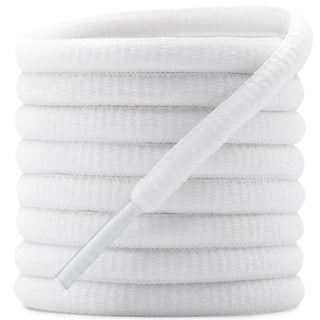 DELELE 2 Pair Oval Shoes laces Half Round 1/4" Athletic Shoelaces Shoe Strings White-35 inch