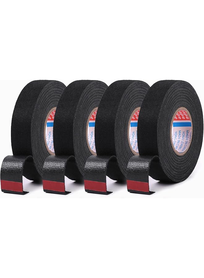 PROMASS promass Wire Harness Cloth Tape, Speaker Wiring Harness Cloth Tape, Wire Loom Tape, Black Adhesive Fabric Tape, for Automobile Electrical Wire harnessing Noise Dampening Heat Proof (4 Roll,19 mm)  - Image 1