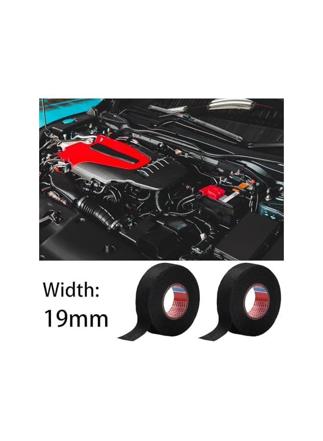 PROMASS promass Wire Harness Cloth Tape, Speaker Wiring Harness Cloth Tape, Wire Loom Tape, Black Adhesive Fabric Tape, for Automobile Electrical Wire harnessing Noise Dampening Heat Proof (4 Roll,19 mm)  - Image 3
