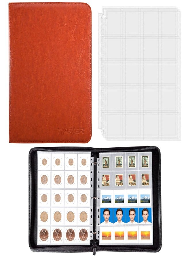 BYSTER Coin Collection Book, 30 Pack 600 Pockets Coin Sleeves, Coin Collection Holder Album, Coin Collection Organizer Storage Box Case (Coin Flips Not Included), Reddish Brown - Image 1