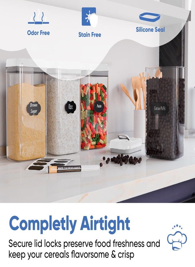 مسار الشيف حاويات تخزين طعام كبيرة محكمة الإغلاق من شيفز باث مع أغطية بيضاء، مجموعة من 4 قطع، سعة 3.2 لتر، 109 أونصة، علب مطبخ ومخازن لتخزين المعكرونة والحبوب والنودلز والدقيق - شفافة - Image 3