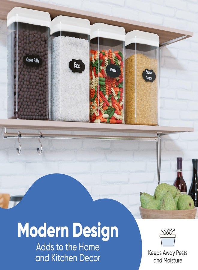 مسار الشيف حاويات تخزين طعام كبيرة محكمة الإغلاق من شيفز باث مع أغطية بيضاء، مجموعة من 4 قطع، سعة 3.2 لتر، 109 أونصة، علب مطبخ ومخازن لتخزين المعكرونة والحبوب والنودلز والدقيق - شفافة - Image 5