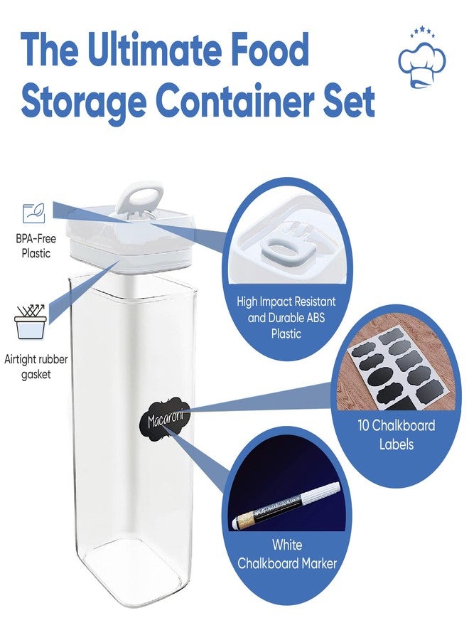مسار الشيف حاويات تخزين طعام كبيرة محكمة الإغلاق من شيفز باث مع أغطية بيضاء، مجموعة من 4 قطع، سعة 3.2 لتر، 109 أونصة، علب مطبخ ومخازن لتخزين المعكرونة والحبوب والنودلز والدقيق - شفافة - Image 2