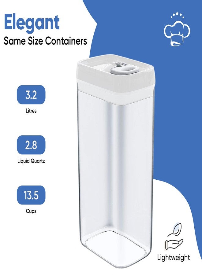 مسار الشيف حاويات تخزين طعام كبيرة محكمة الإغلاق من شيفز باث مع أغطية بيضاء، مجموعة من 4 قطع، سعة 3.2 لتر، 109 أونصة، علب مطبخ ومخازن لتخزين المعكرونة والحبوب والنودلز والدقيق - شفافة - Image 4