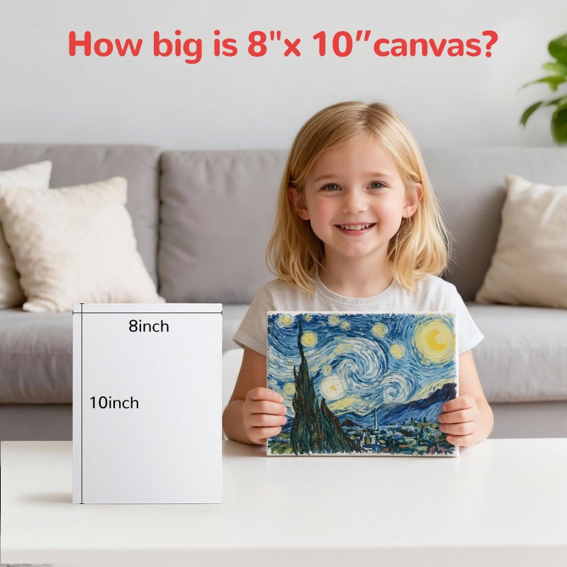 BAKEYBA 100 Pack 8x10 Inch Flat Canvas Boards for Painting, Canvas Panels 100% Cotton White Blank Art Supplies for Acrylics Oil Gouache Tempera Paints - Image 2