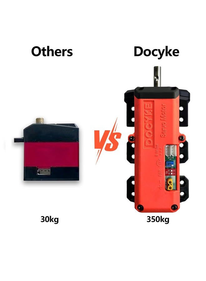 DOCYKE 350kg High Torque RC Servo, 2 in 1 Mode 16V~24V High Voltage Full Metal Gear Digital Servo Angle 360° - Image 5