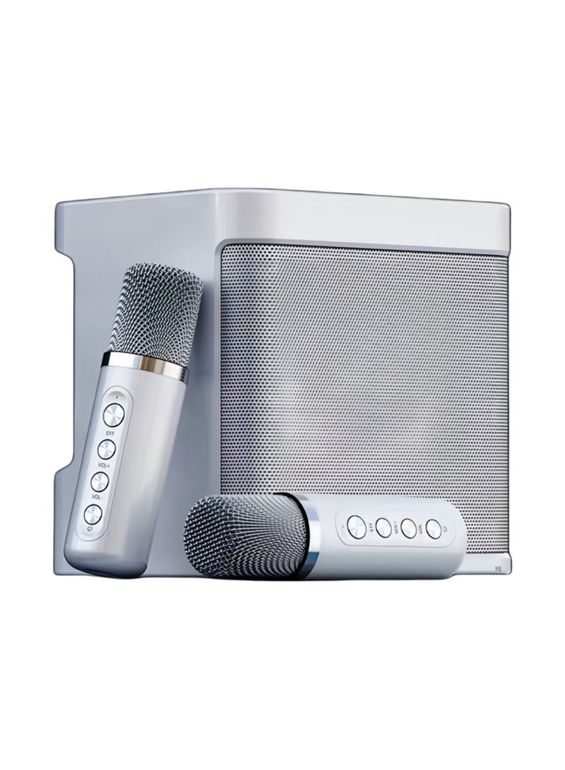 Portable Karaoke Speaker with Dual Wireless Microphones, 10W Bluetooth Speaker, TF Card & USB Support, Rechargeable, for Home & Family Entertainment - Image 1