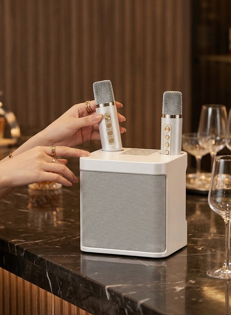 Portable Karaoke Speaker with Dual Wireless Microphones, 10W Bluetooth Speaker, TF Card & USB Support, Rechargeable, for Home & Family Entertainment - Image 5