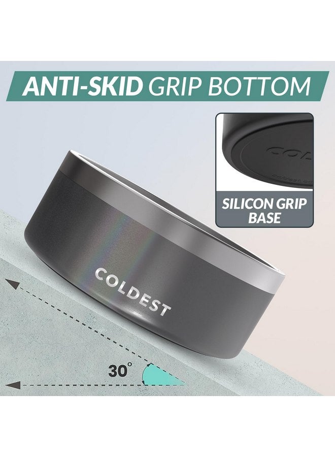 ذا كولديست ووتر وعاء طعام للكلاب من Coldest Dog Bowl - وعاء طعام للكلاب مصنوع من المعدن المقاوم للصدأ وغير قابل للانزلاق، كبير الحجم، مقاوم للانسكاب، معزول بثلاث طبقات - وعاء طعام وماء للكلاب والقطط والحيوانات الأليفة، آمن للاستخدام في غسالة الأطباق (100 أونصة، بريق ستارداست) - Image 2