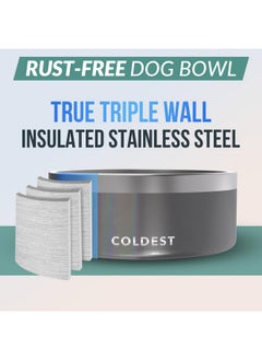 THE COLDEST WATER Coldest Dog Bowl - Anti Rust Metal & Non Slip Dog Bowls Large, Spill Proof Heavy Duty 3 Layers Insulated Dog Bowl - Food and Water Bowl for Dogs, Cats & Pets, Dishwasher Safe (100 oz,Stardust Glitter)  - Image 3