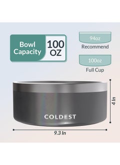 THE COLDEST WATER Coldest Dog Bowl - Anti Rust Metal & Non Slip Dog Bowls Large, Spill Proof Heavy Duty 3 Layers Insulated Dog Bowl - Food and Water Bowl for Dogs, Cats & Pets, Dishwasher Safe (100 oz,Stardust Glitter)  - Image 4