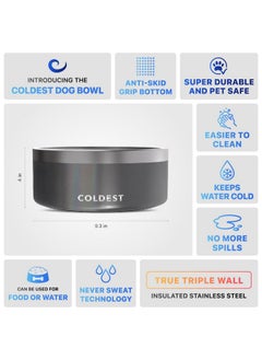 THE COLDEST WATER Coldest Dog Bowl - Anti Rust Metal & Non Slip Dog Bowls Large, Spill Proof Heavy Duty 3 Layers Insulated Dog Bowl - Food and Water Bowl for Dogs, Cats & Pets, Dishwasher Safe (100 oz,Stardust Glitter)  - Image 5