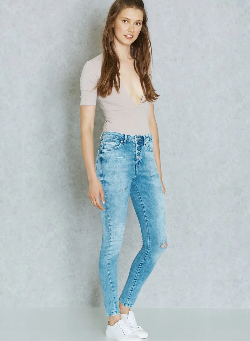 FOREVER 21 Ribbed Plunge Neck Body