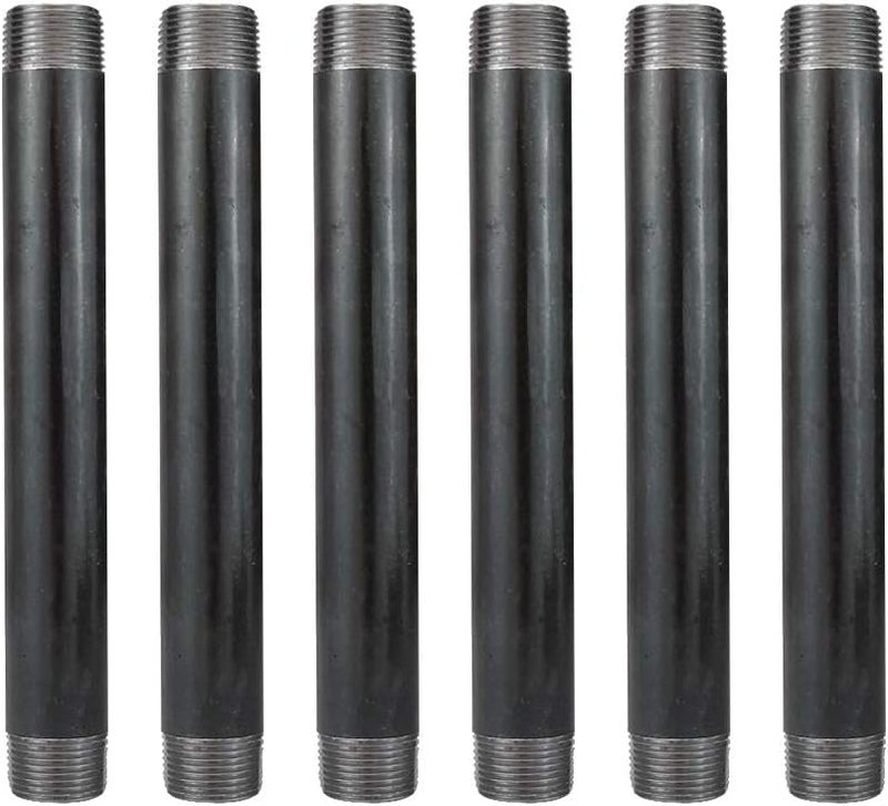 GeilSpace 3/4" × 8" Heavy Duty Pre-Cut Grey Metal Pipe, Industrial Steel Fits Standard 3/4 Inch Threaded Pipes and Fittings - Vintage DIY Industrial Shelving (3/4" × 8", Grey) - Image 1