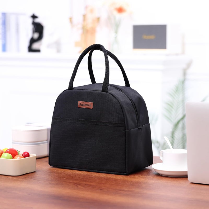 Baglemon Insulated Lunch Bag for Women Men, Lunch Containers Reusable High Capacity Lunch Tote Bags for Work Picnic (Black) - Image 5